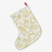 White Gold Glam Glitzy Christmas ラージクリスマスストッキング (裏面 (吊り時))