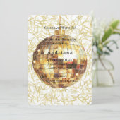 White Gold Glam Glitzy Disco Ball Birthday 招待状 (スタンド正面)