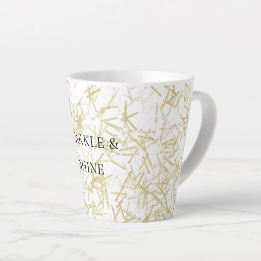 White Gold Glam Glitzy Sparkle カフェラテマグ (右アングル)