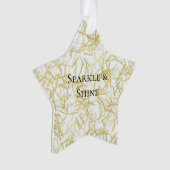 White Gold Glam Glitzy Sparkle Christmas オーナメント (正面)