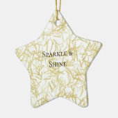 White Gold Glam Glitzy Sparkle Christmas セラミックオーナメント (左)