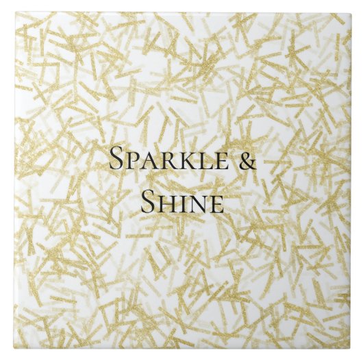 White Gold Glam Glitzy Sparkle Christmas タイル (正面)