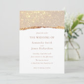 White Gold Glitter Marble Wedding  招待状 (スタンド正面)