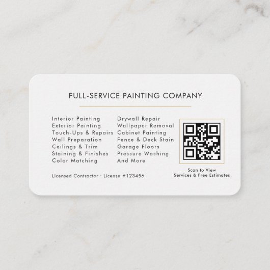 White & Gold Home Painter Business Card 名刺 (裏面)