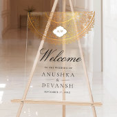 White Gold Mandala Indian Wedding Welcome アクリルサイン
