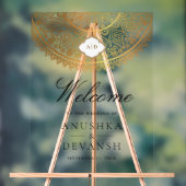 White Gold Mandala Indian Wedding Welcome アクリルサイン (ニュートラル)