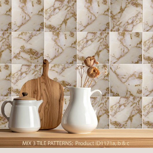 White Gold Marble Glitter ID1171a タイル