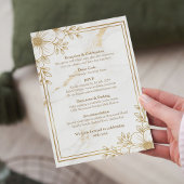 White gold marble wedding invitation 招待状