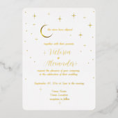 White Gold Modern Minimal Celestial 箔招待状 (正面)