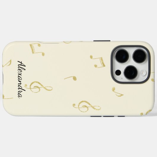 White Gold Music Notes   Case-Mate iPhoneケース (裏面 (横))
