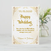 White Gold Ornate Frame Wedding Invitation 招待状 (スタンド正面)