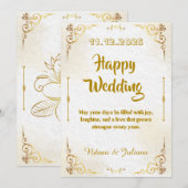 White Gold Ornate Frame Wedding Invitation 招待状 (正面/裏面)