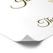 White & Gold Ribbon Wedding Welcome Sign ポスター (角)