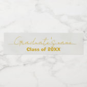 White  Gold Script Graduation Water Bottle Label  ペットボトルラベル (シングルラベル)