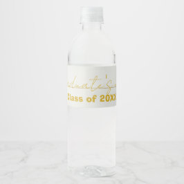 White  Gold Script Graduation Water Bottle Label  ペットボトルラベル