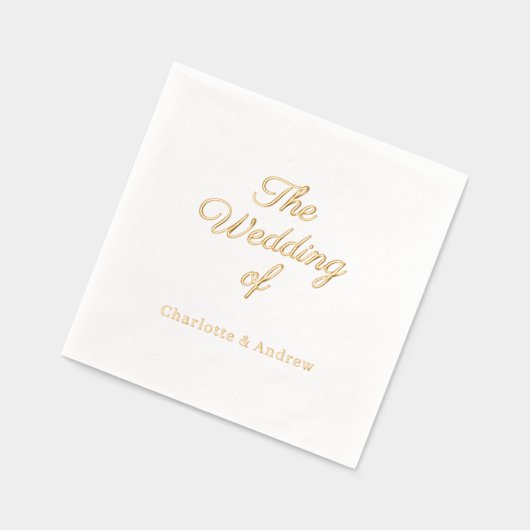 White gold script luxury Wedding  箔ナプキン (左)