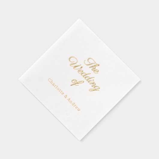 White gold script luxury Wedding  箔ナプキン (右)