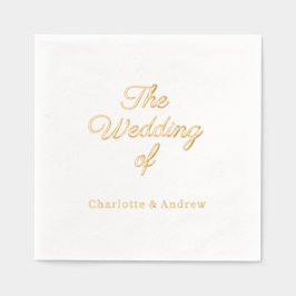 White gold script luxury Wedding  箔ナプキン