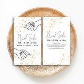 White & Gold Specks Hand Nail Salon 名刺