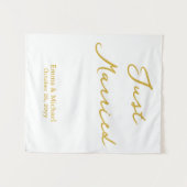 White & Gold Wedding Banner Personalized Ceremony タペストリー (正面(横))