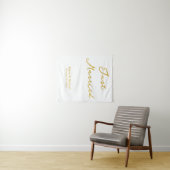 White & Gold Wedding Banner Personalized Ceremony タペストリー (インサイチュ(横))