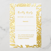 White gold wedding response RSVP foil card 箔招待状 (正面)
