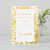 White gold wedding response RSVP foil card 箔招待状 (立ち正面)