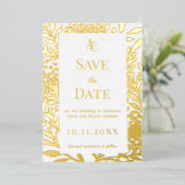 White gold wedding Save the Date foil card 箔招待状 (立ち正面)