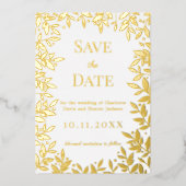 White gold wedding Save the Date foil card 箔招待状 (正面)