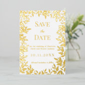 White gold wedding Save the Date foil card 箔招待状 (立ち正面)