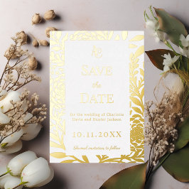 White gold wedding Save the Date foil card 箔招待状