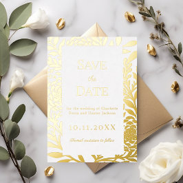 White gold wedding Save the Date foil card 箔招待状