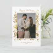 White Gold Winter Botanical Christmas 4 Photo シーズンカード (スタンド正面)