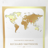White Gold World Map QR Code Photo Wedding 三つ折り招待状 (内部最初)