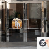 White Golden Retriever Dog ウィンドウサイン (オフィスドア)