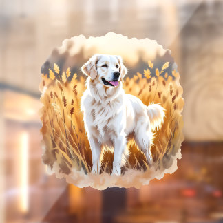 White Golden Retriever Dog ウィンドウサイン