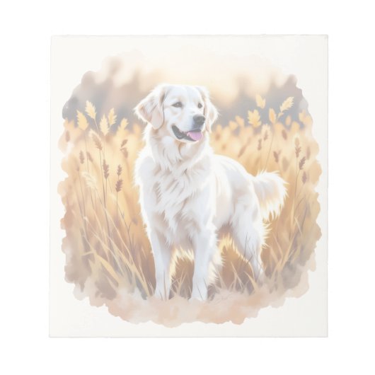 White Golden Retriever Dog ノートパッド (正面)