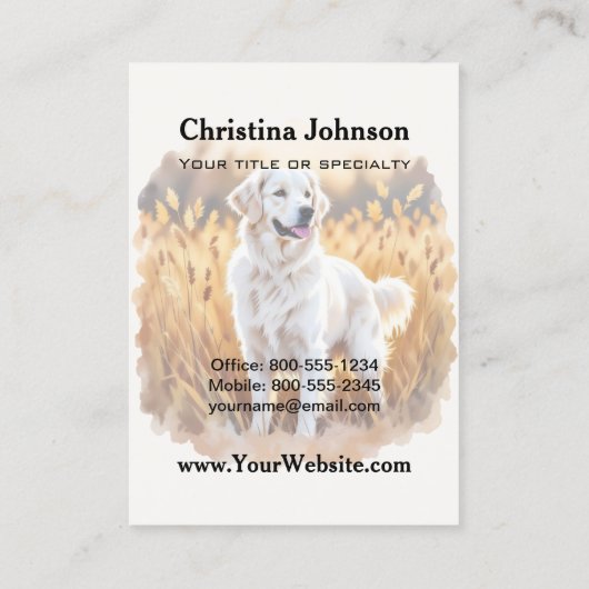 White Golden Retriever Dog 名刺 (裏面)