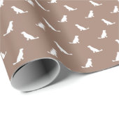 White Golden Retrievers on Khaki Beige ラッピングペーパー (ロールコーナー)