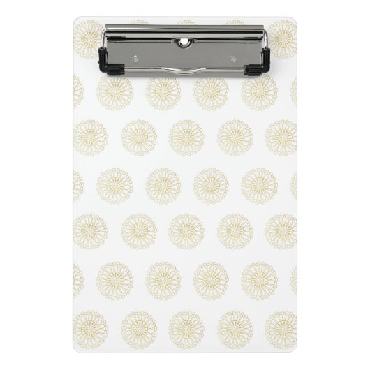 White | Golden Zinnia Flower Medallions ミニクリップボード (正面)