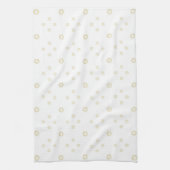 White | Golden Zinnia Sun キッチンタオル (縦)