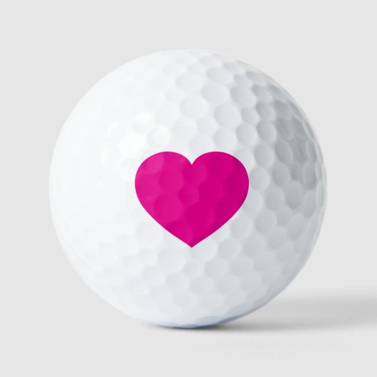White Golf Ball with Pink Heart – Romantic Sports ゴルフボール (正面)