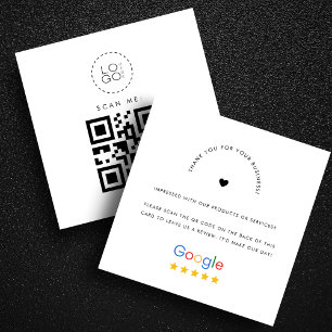 White GoogleレビューカスタムビジネスロゴQRコード スクエア名刺