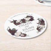 White Gothic Floral Til Death Wedding ラウンドペーパーコースター (アングル)