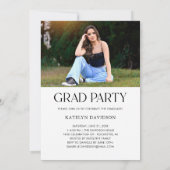 White Graduate Four Photo Collage Black Grad Party 招待状 (裏面)