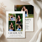 White Graduate Four Photo Collage Black Grad Party 招待状