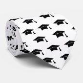 White Graduation Black Cap Icon Pattern Keepsake ネクタイ (ロール)