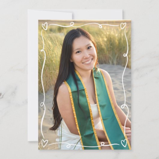 White Gray Hand Drawn Doodle Photo Graduate Party 招待状 (裏面)