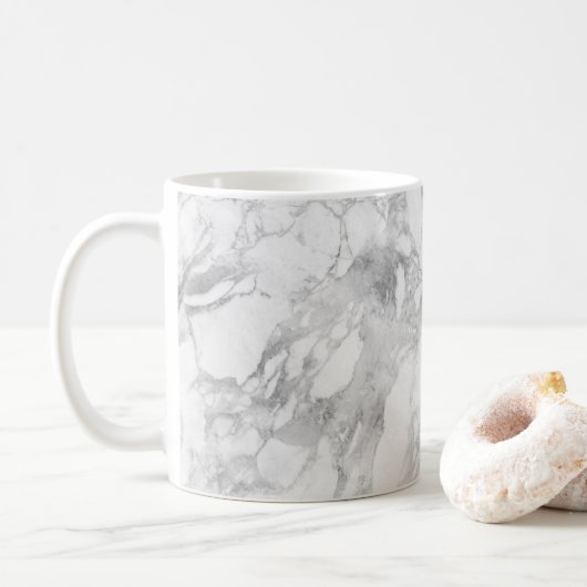 White Gray Marble Classic Elegant Beauty Glitz コーヒーマグカップ (ドーナツ)
