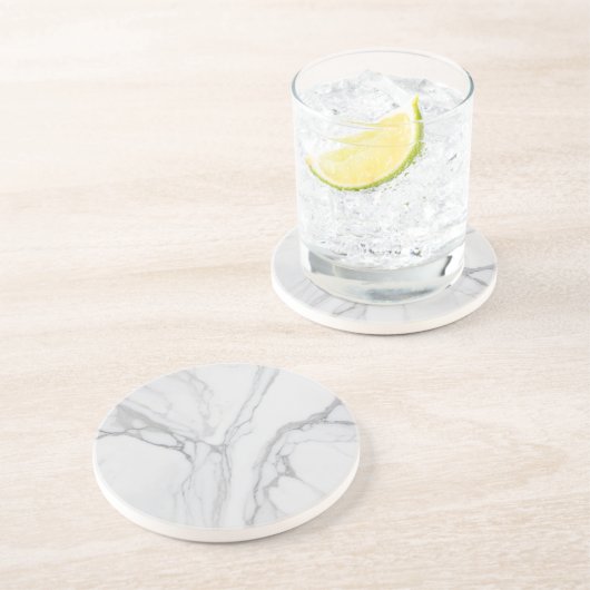 White Gray Marble Minimal Elegant Coaster コースター (側面)